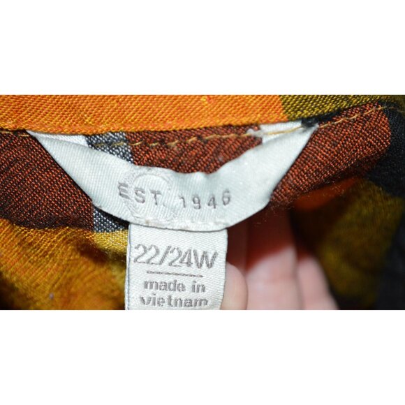 Est. 1946 Women Gold Multicolored Plaid Pullover Shirt Size 22/24 W Pockets READ - Picture 7 of 7